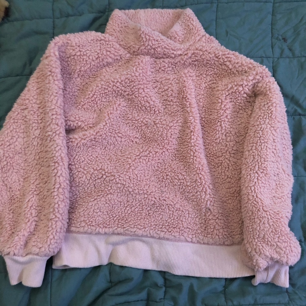 pink fluffy sweater